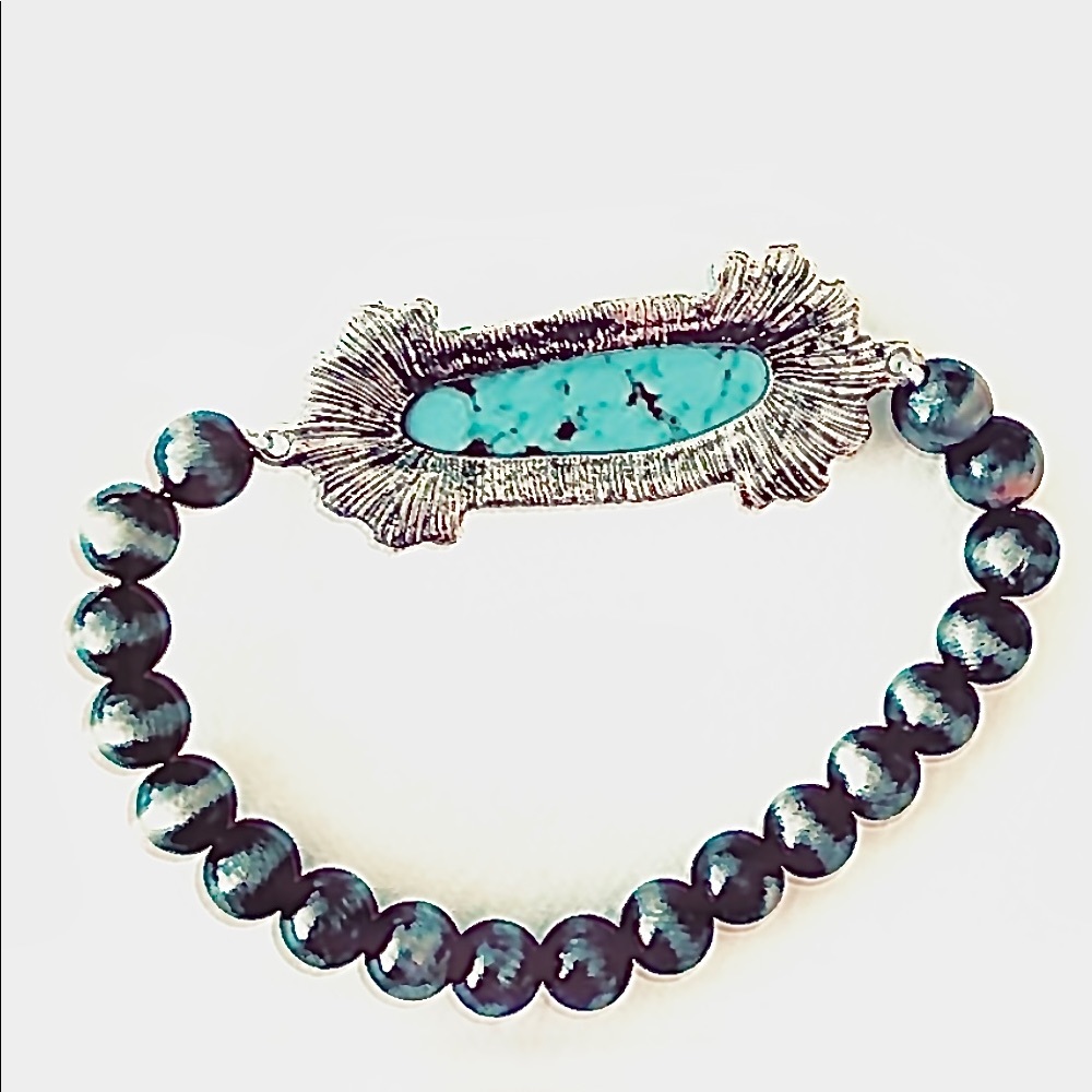 TURQUOISE CONCHO NAVAJO PEARLS BRACELET LAST 1 STRETCHES TO FIT ALL NEW - Picture 9 of 13